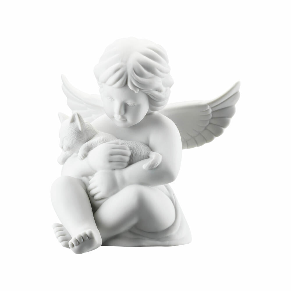 Rosenthal Dekofigur Engel mit Katze, Porzellan, Weiß, 14.3 cm, 69056-000102-90517