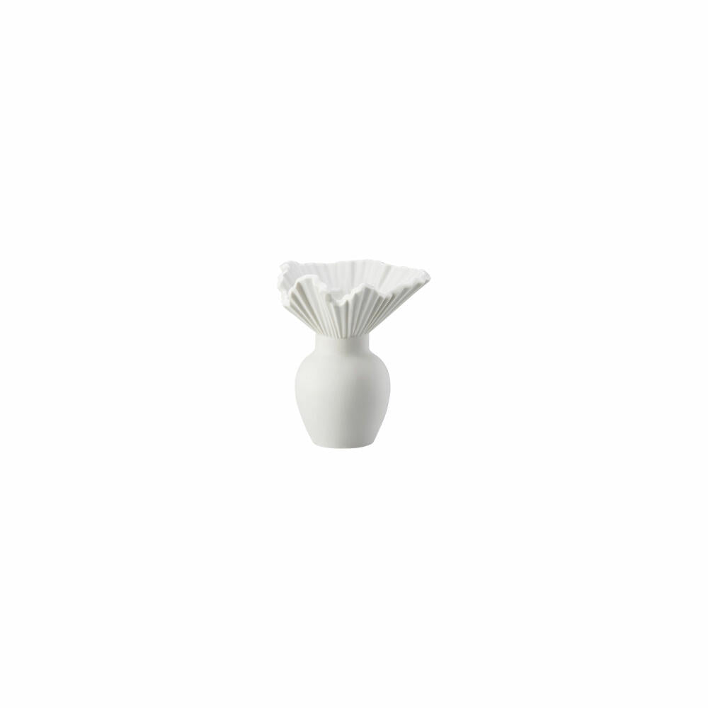 Rosenthal Vase Falda Weiß matt, Dekovase, Porzellan, Weiß, 10 cm, 14438-100102-26010