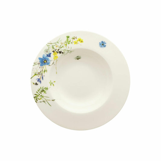 Rosenthal Suppenteller Brillance - Fleurs des Alpes mit Fahne, Bone China, Mehrfarbig, 23 cm, 10530-405108-10123
