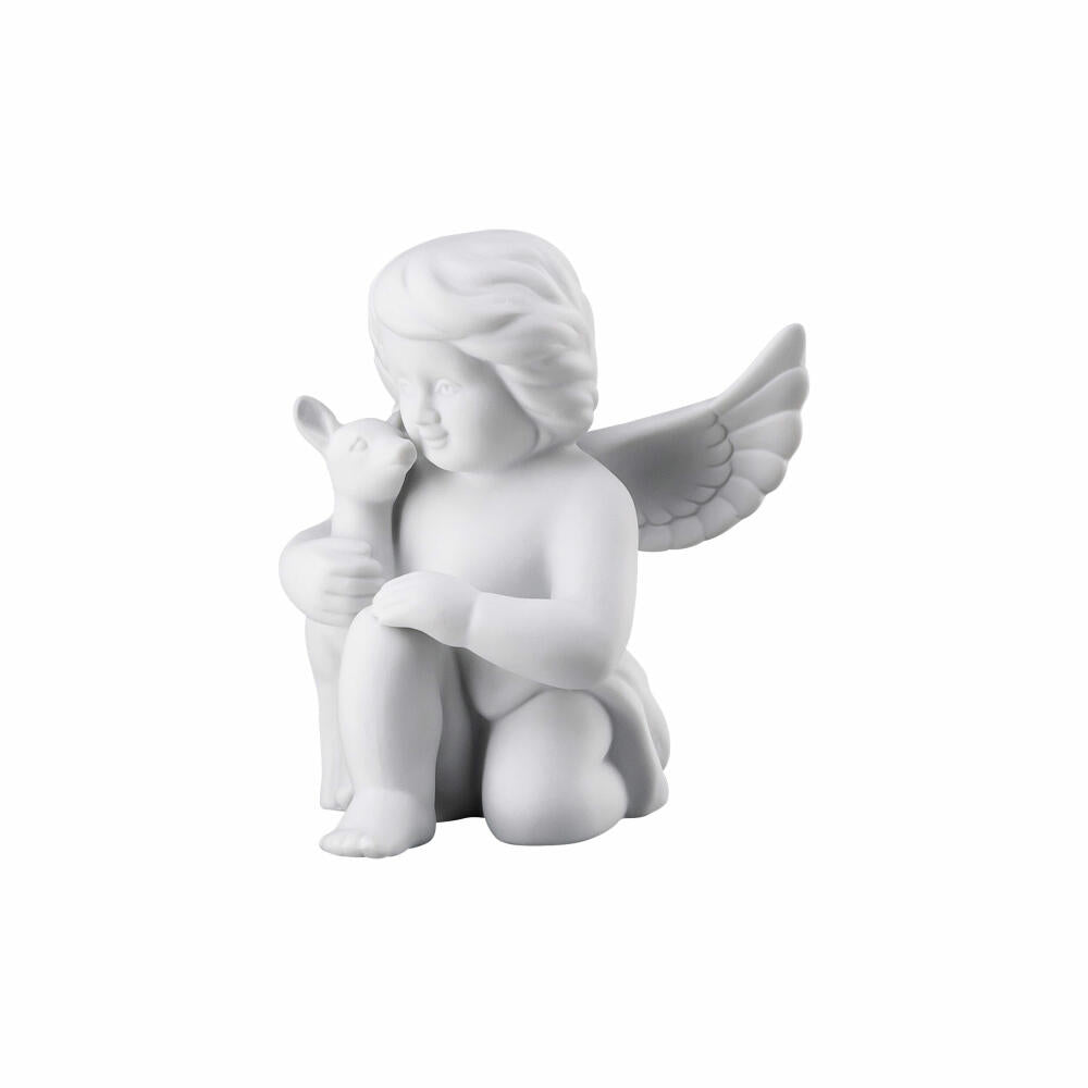 Rosenthal Dekofigur Engel mit Bambi, Porzellan, Weiß, 10 cm, 69055-000102-90533