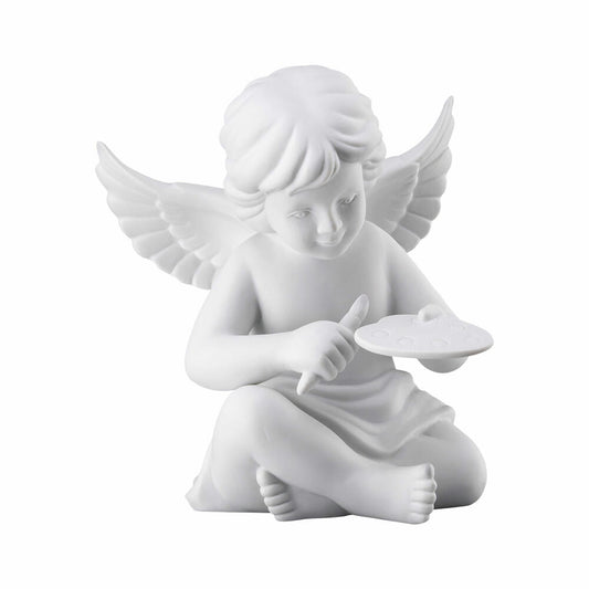 Rosenthal Dekofigur Engel mit Malerpalette, Porzellan, Weiß, 13.9 cm, 69056-000102-90535