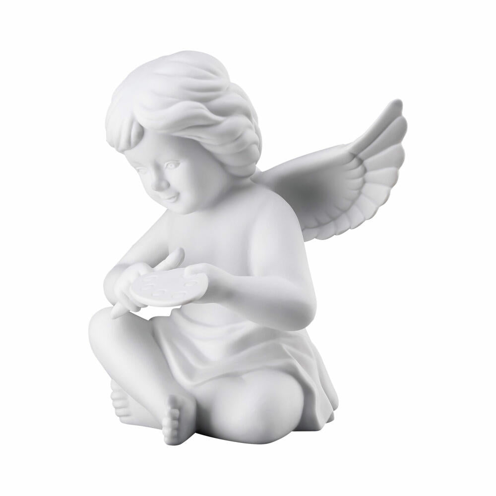 Rosenthal Dekofigur Engel mit Malerpalette, Porzellan, Weiß, 13.9 cm, 69056-000102-90535