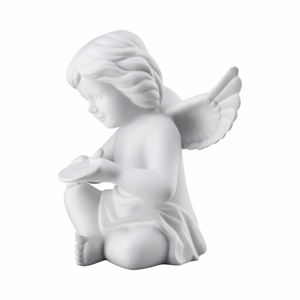 Rosenthal Dekofigur Engel mit Malerpalette, Porzellan, Weiß, 13.9 cm, 69056-000102-90535