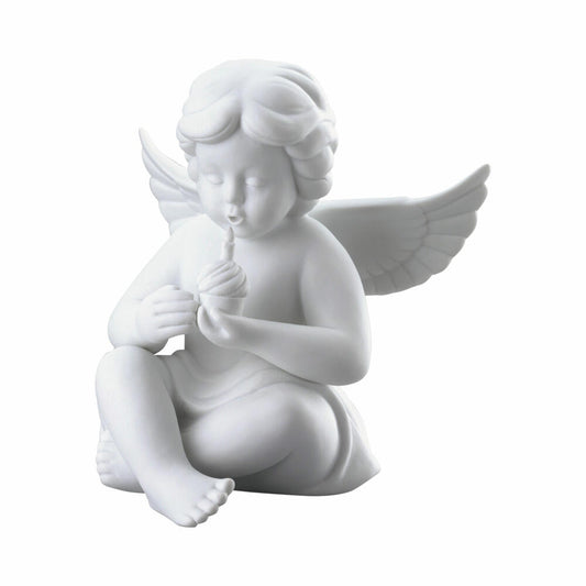 Rosenthal Dekofigur Engel mit Geburtstagskuchen, Porzellan, Weiß, 14 cm, 69056-000102-90537