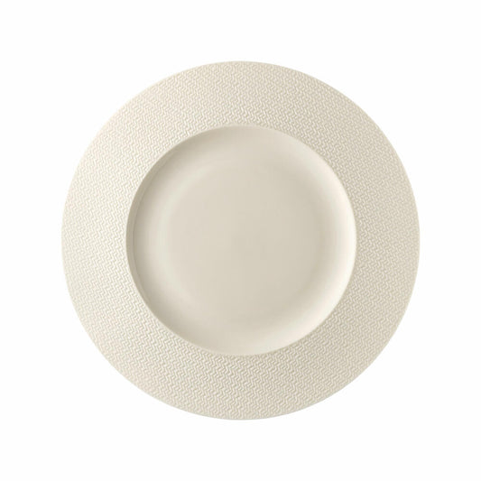 Rosenthal Speiseteller Kumi White mit Fahne, Porzellan, Weiß, 28 cm, 10580-405331-10028