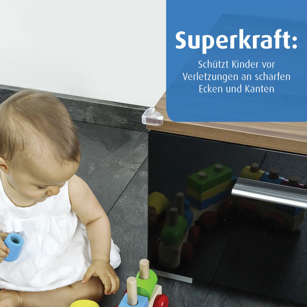reer Eckenschutz Universal, 4er Set, Ecken Schutz, Stoßschutz, Kinder Sicherung, Transparent, 4904
