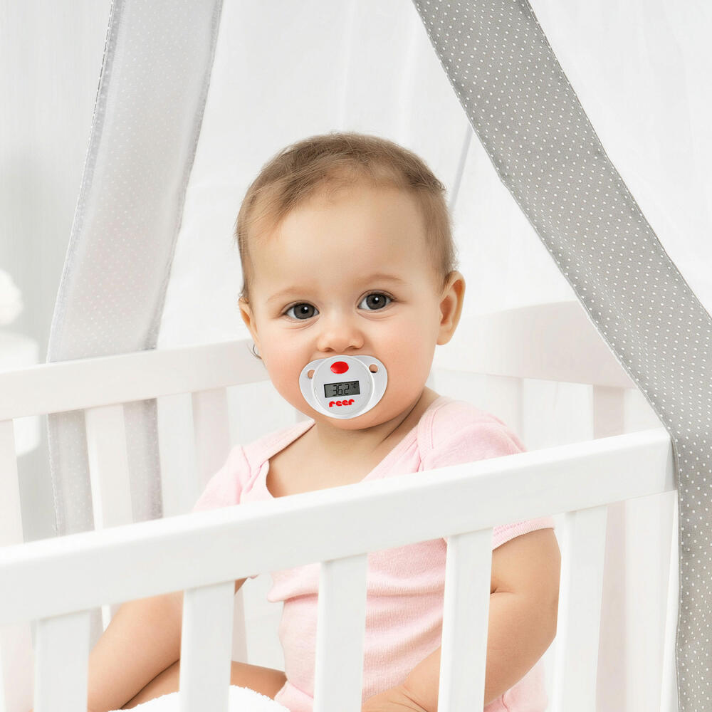 reer Digitales Schnuller-Fieberthermometer, Thermometer Digital, Fieber Messgerät, Temperaturmessung für Babys, 9633