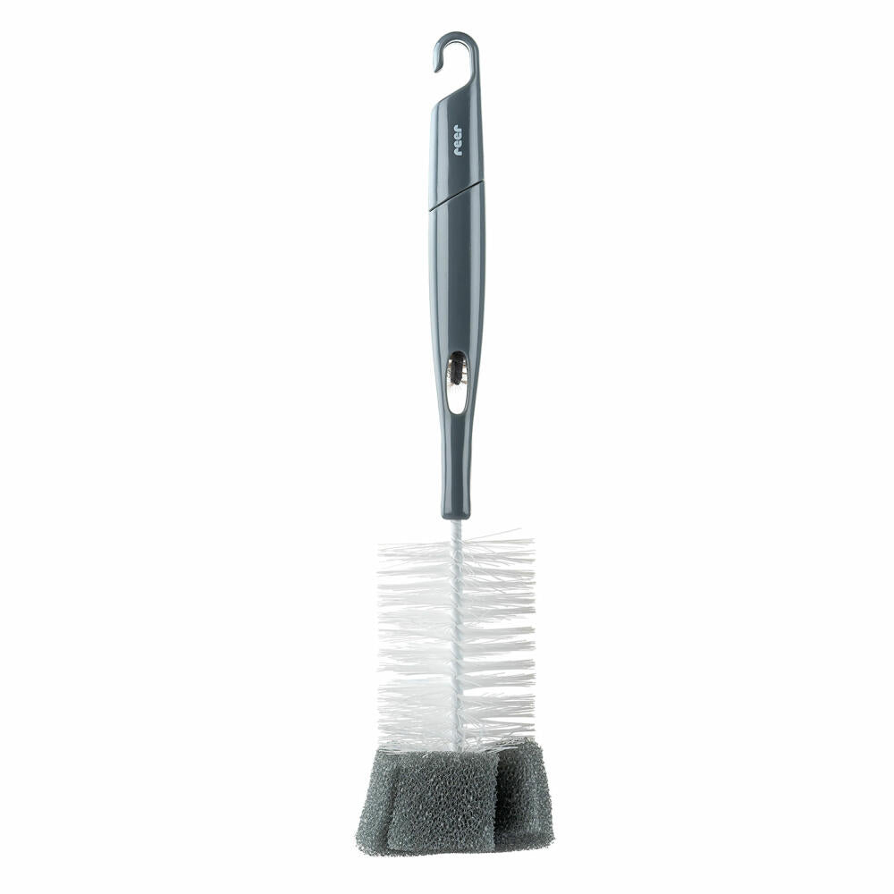 reer 2in1 Flaschen- und Saugerbürste, Reinigungsbürste, Bürste, Fläschen, Spülbürste, Schwamm, Grau / Weiß, 21031