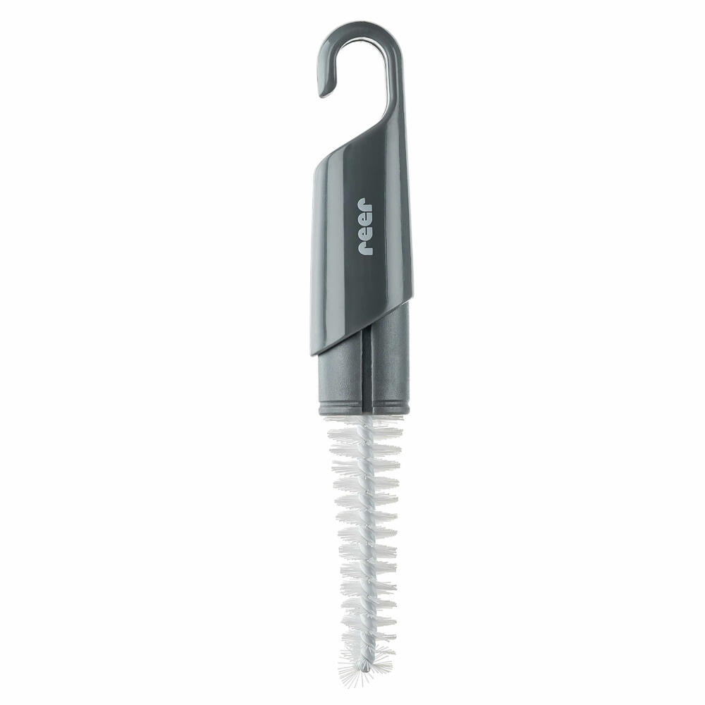 reer 2in1 Flaschen- und Saugerbürste, Reinigungsbürste, Bürste, Fläschen, Spülbürste, Schwamm, Grau / Weiß, 21031