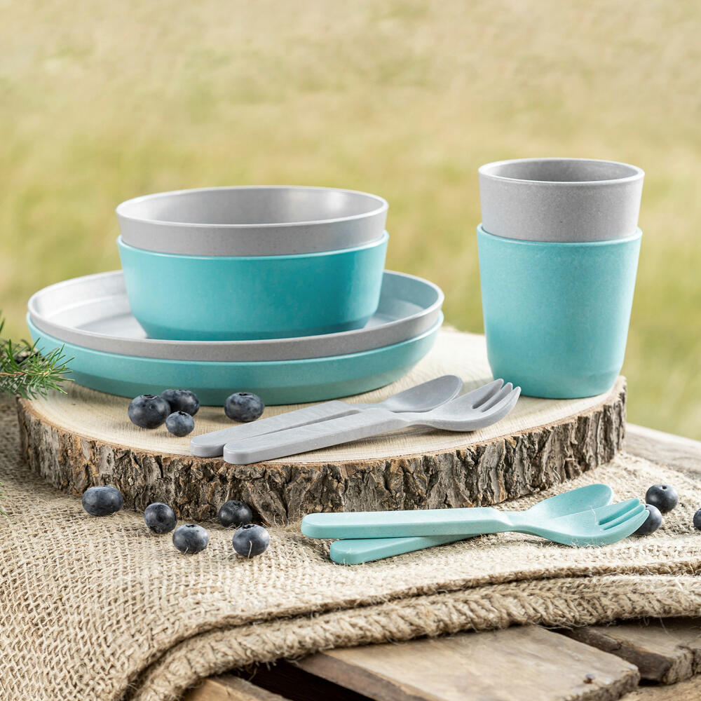 reer Growing Schale, 2er Set, Schüssel, Müslischale, Kinder Geschirr, Blau / Grau, 22043