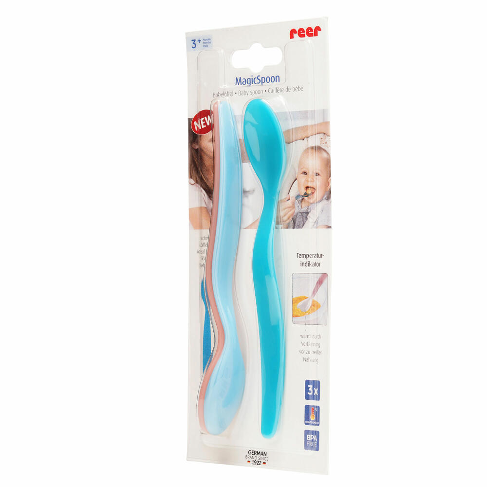 reer MagicSpoon Babylöffel, 3er Set, mit Temperaturindikator, Wärmesensorlöffel, Baby Löffel, 23012
