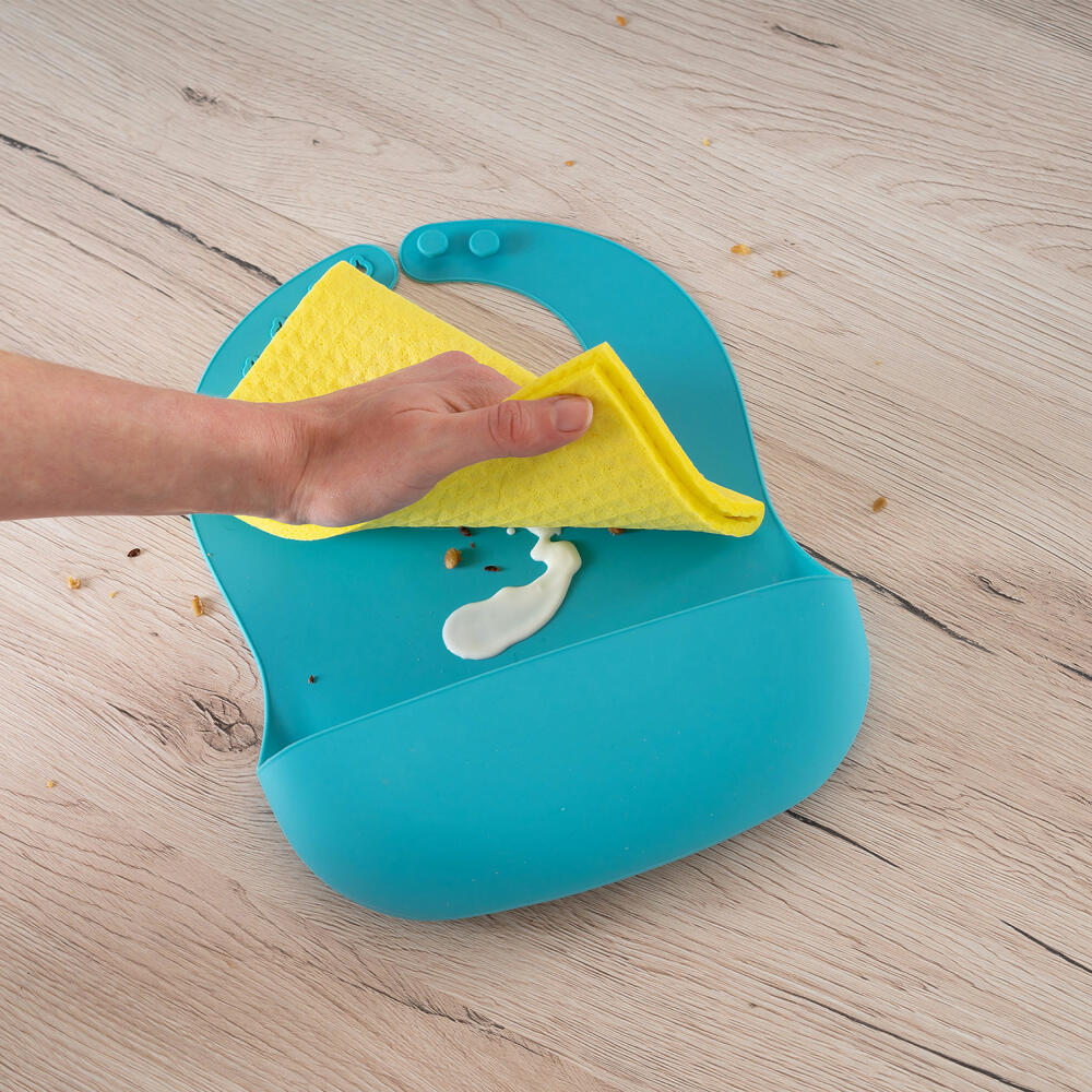 reer Eat’n Tidy Silikon-Lätzchen, mit Auffangschale, Lätzchen, Babylätzchen, Silikon, Blau, 25033