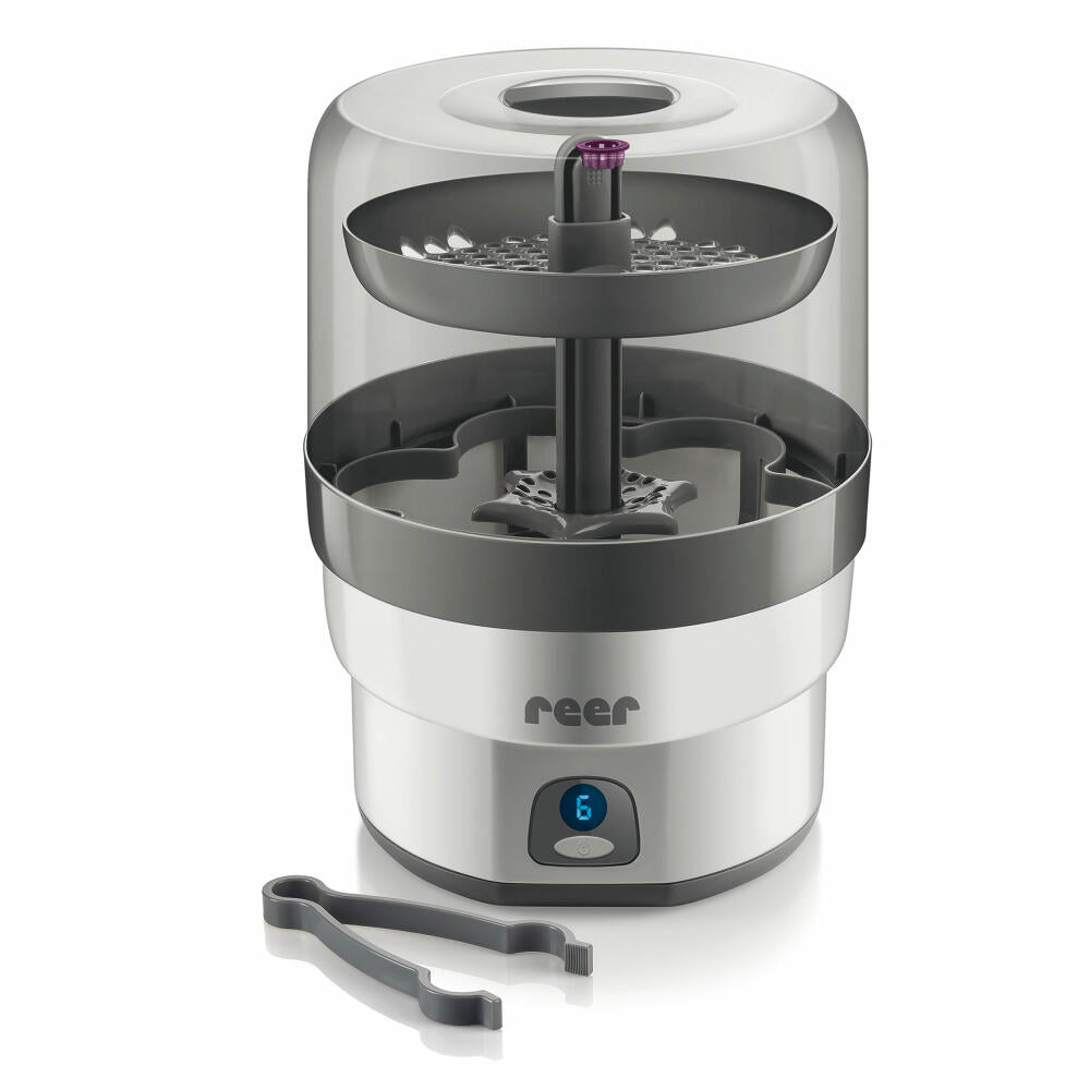 reer Vaporizer VapoMax, disinfection device, steam sterilizer, sterilizer, for 6 baby bottles, 36010