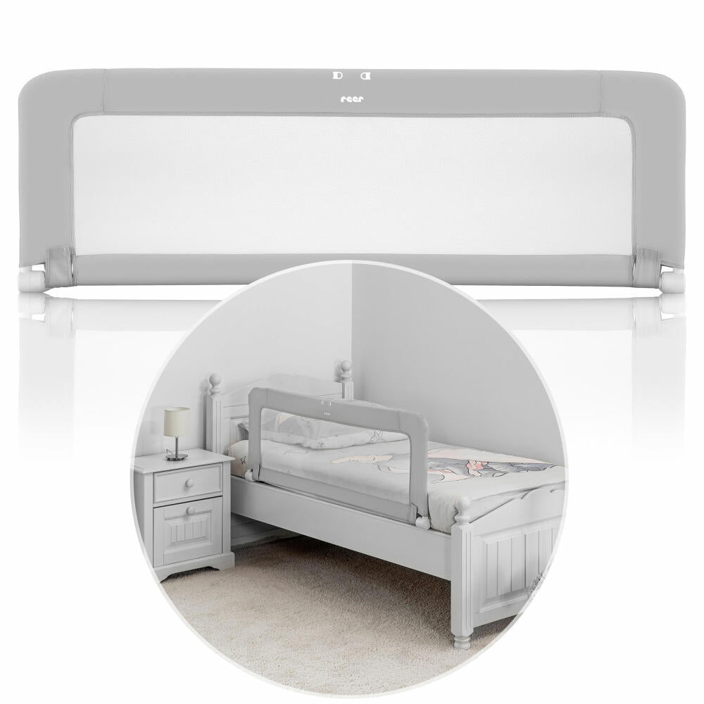 reer ByMySide XL Bettgitter, Rausfallschutz für Bett, Bettschutzgitter, Schutzgitter, mit Abklappfunktion, Länge 150 cm, 45020