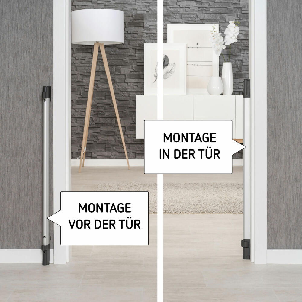 reer Trend DesignLine Tür-/Treppenwächter, Türgitter, Treppengitter, Treppenschutzgitter, Schutzgitter, Zum Schrauben, Holz, Breite 76 - 106 cm, 46011