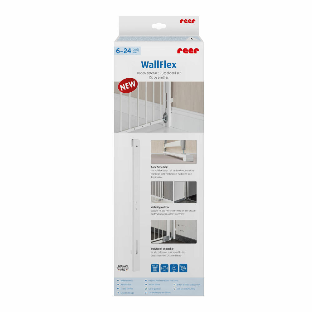 reer WallFlex Bodenleistenset, Befestigungsleisten für Schutzgitter, Kindersicherung, Kinder Sicherung, 46060