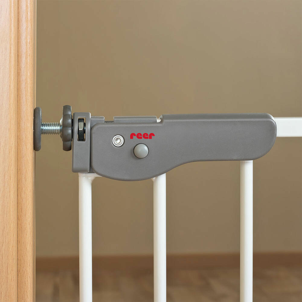 reer S-Gate Schraubgitter, Türgitter, Treppengitter, Treppenschutzgitter, Schutzgitter, Active-Lock, Zum Schrauben, Metall, Breite 73 - 110 cm, 46115