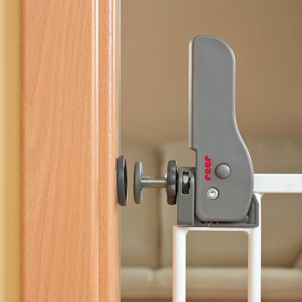 reer S-Gate Schraubgitter, Türgitter, Treppengitter, Treppenschutzgitter, Schutzgitter, Active-Lock, Zum Schrauben, Metall, Breite 73 - 110 cm, 46115