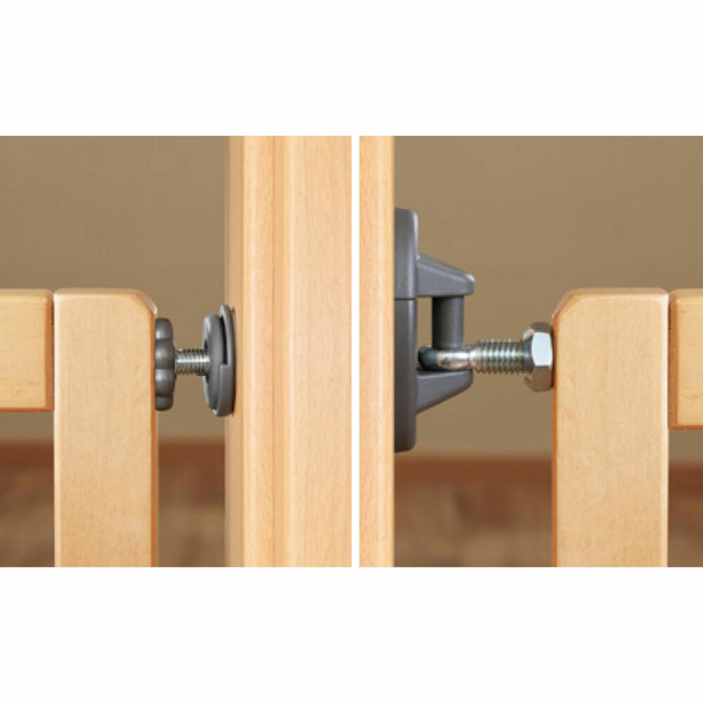 reer Basic Klemm- und Schraubgitter, Türgitter, Treppengitter, Treppenschutzgitter, Schutzgitter, Holz, Breite 75 - 104.5 cm, 46221