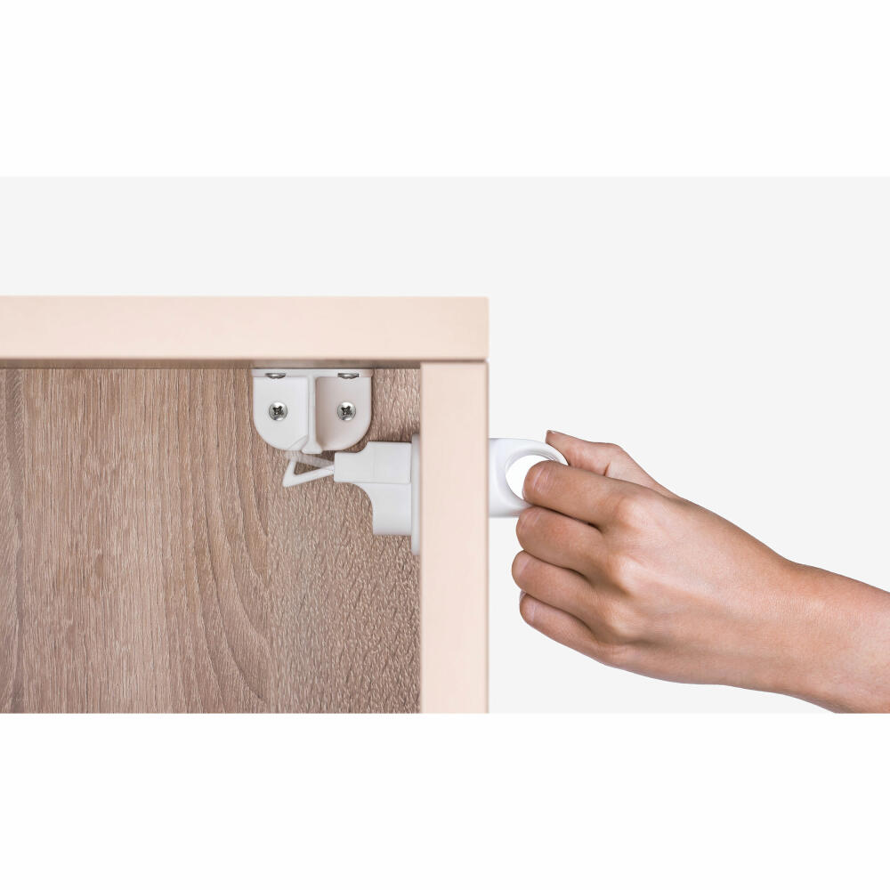 reer Magnetschloss, 4er Set, Schrankschloss, Schrank Schloss, Schublade, Kindersicherung, Sicherung, Baby Sicherheit, Kinder Schutz, 51020