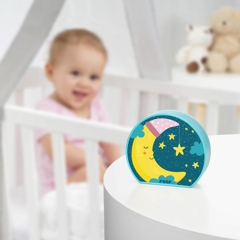 reer MyBabyLight Moon, calming light, night light, slumber light, Pacific Blue, 52063