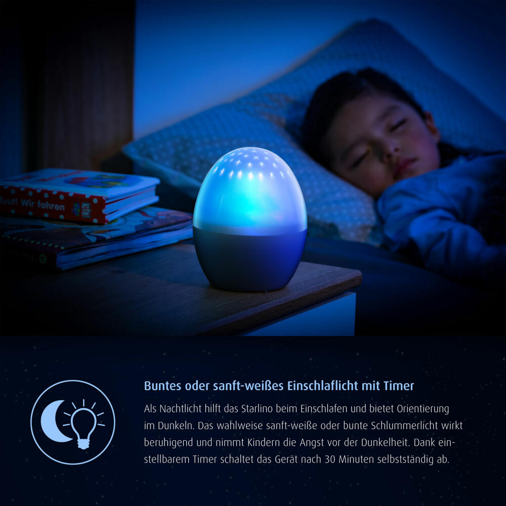 reer Starlino Sternenprojektor, Nachtlicht mit Sternenlicht, Sternenhimmel, Baby Nachtleuchte, Farbwechsel, Batteriebetrieben, 52100