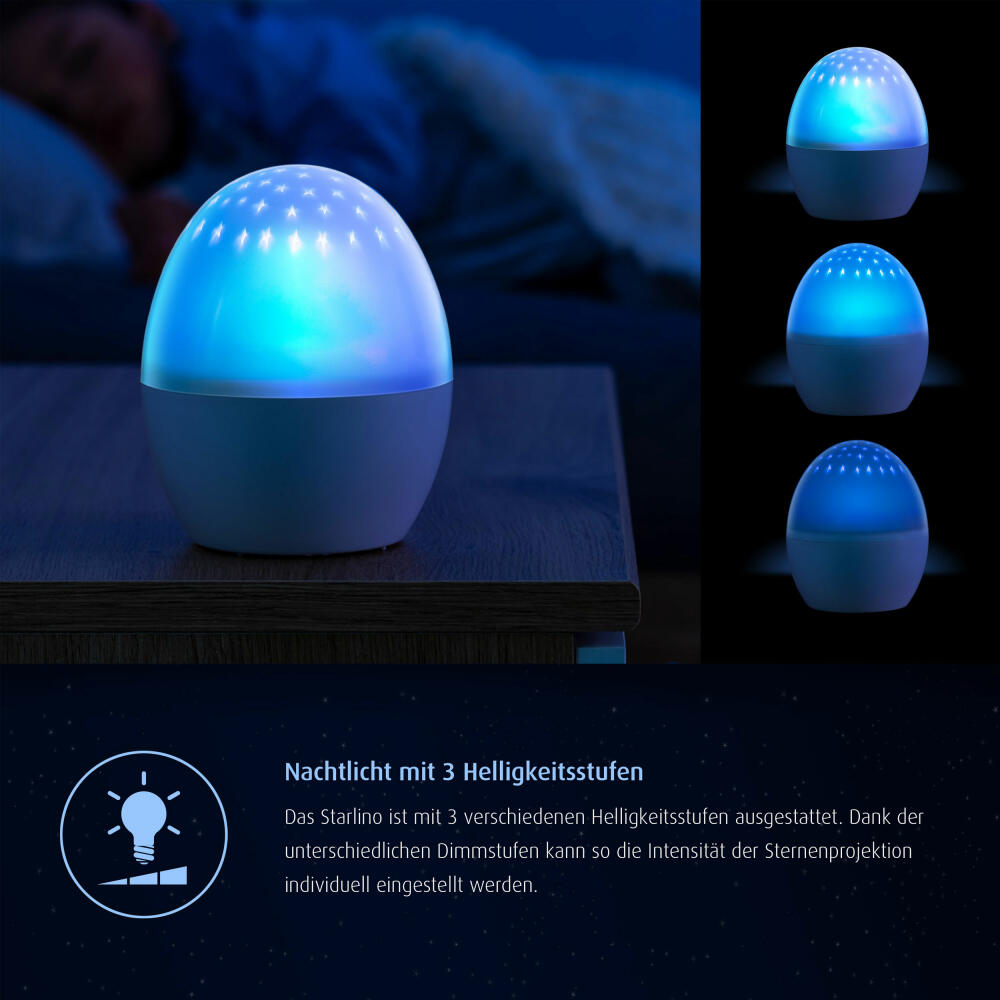reer Starlino Sternenprojektor, Nachtlicht mit Sternenlicht, Sternenhimmel, Baby Nachtleuchte, Farbwechsel, Batteriebetrieben, 52100