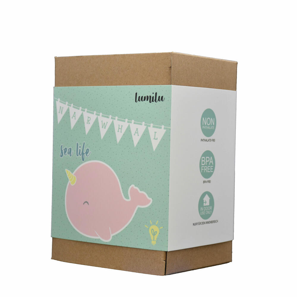 reer lumilu Sea Life Narwhal, night light, slumber light, calming light, LED, timer, 52284