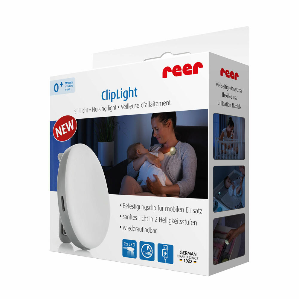 reer ClipLight Stilllicht, mit Befestigungsclip, Nachtlicht, Still Licht, LED, Timer, 52361