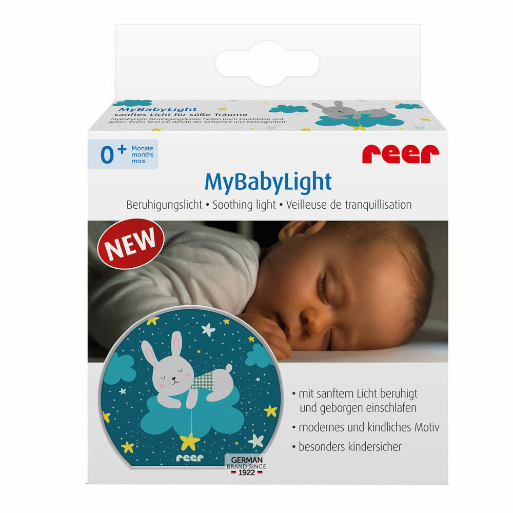 reer MyBabyLight Rabbit, calming light, night light, slumber light, Pacific Blue, 52371