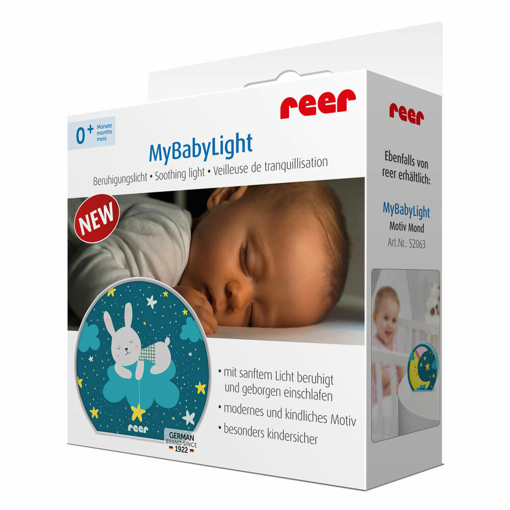 reer MyBabyLight Rabbit, calming light, night light, slumber light, Pacific Blue, 52371