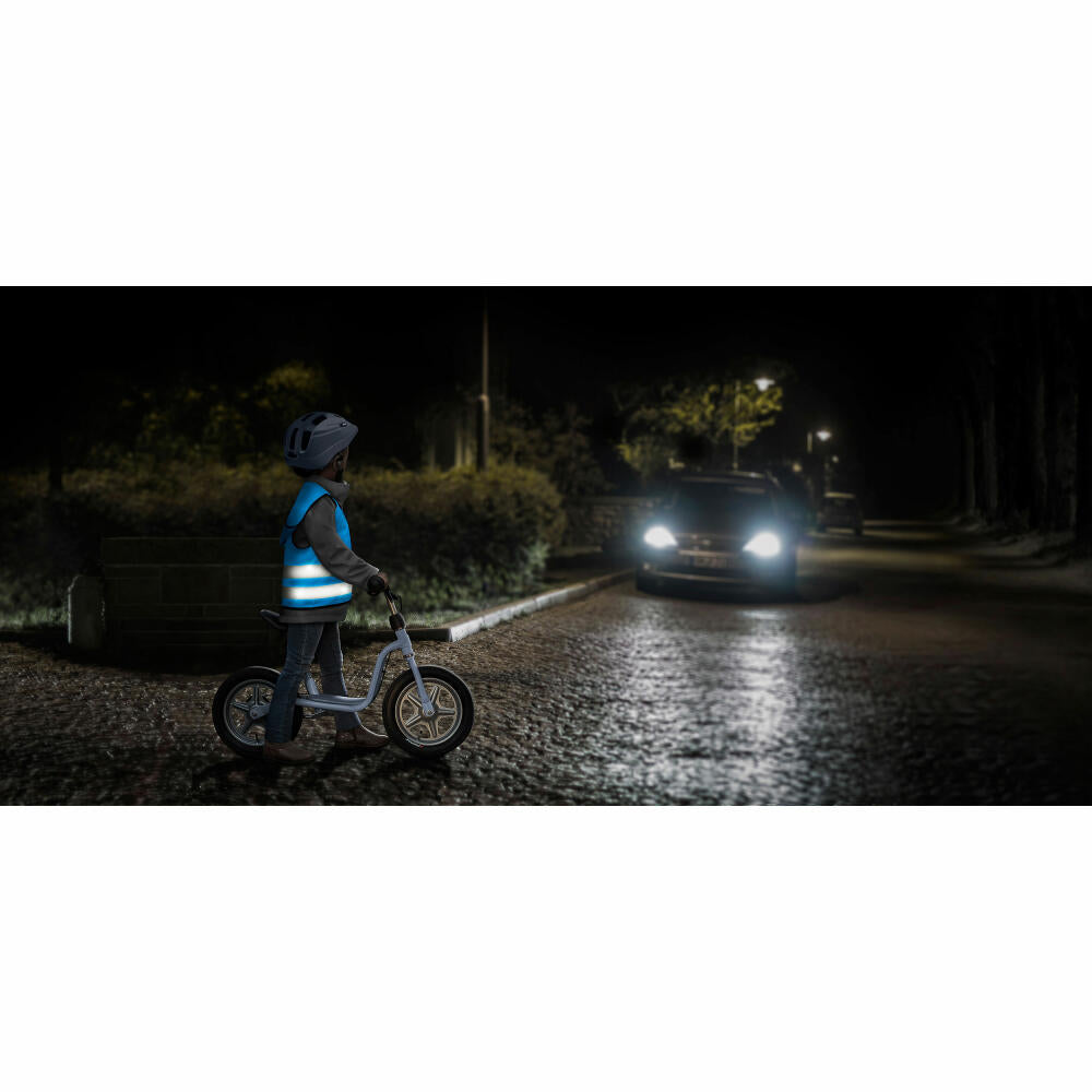 reer MyBuddyGuard Sicherheitsweste, Warnweste, Signalweste, Kinder, mit Kapuze, Blau, 53012