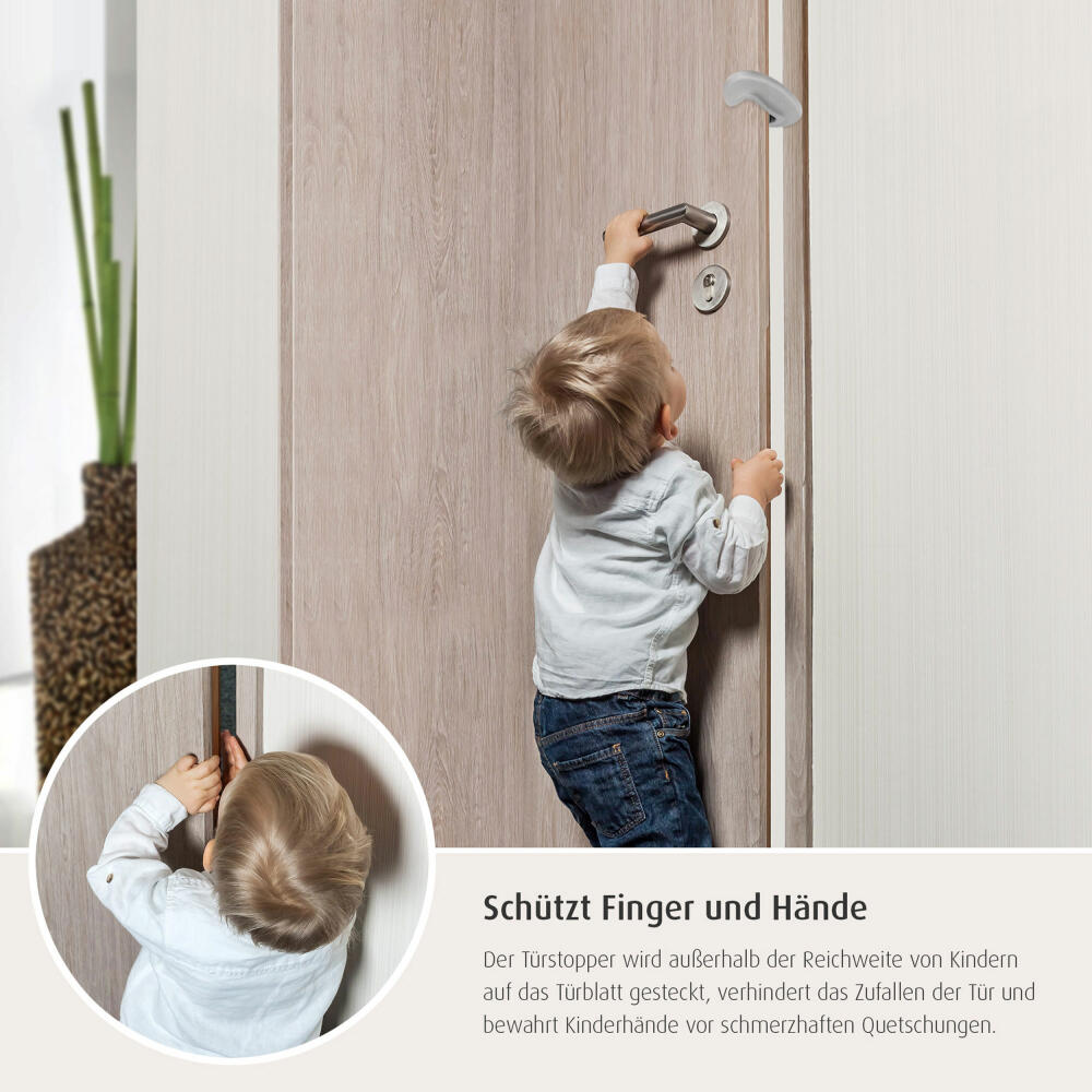 reer Türstopper, 3er Set, Finger-Klemm-Schutz, Türsicherung, Tür Stopper, Kindersicherung, Transparent, 70059