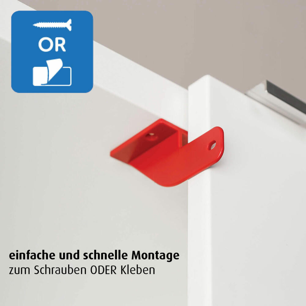 reer Schrankschloss für Doppeltüren, Schrank Schloss, Kindersicherung, Schranksicherung, Baby Sicherheit, Kinder Schutz, 71020