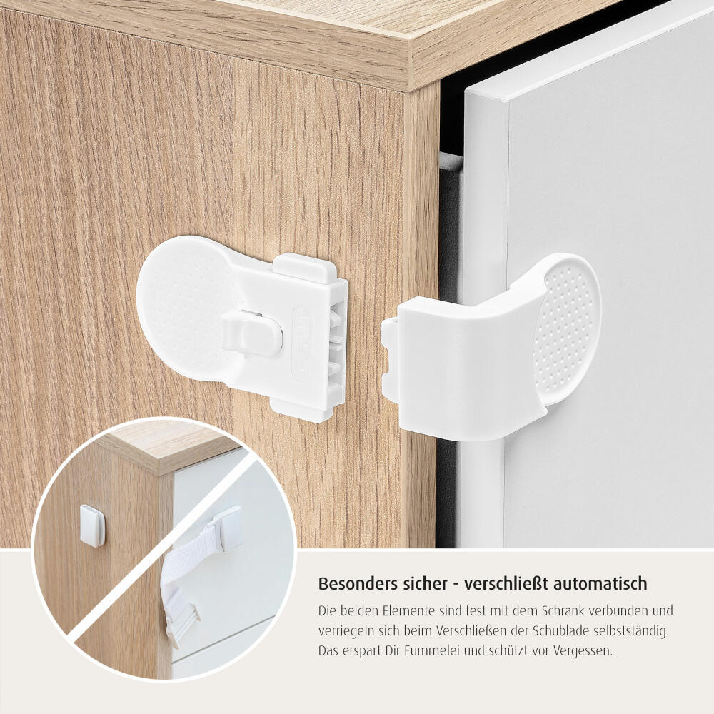 reer Cabinet and drawer lock External, Cabinet lock, Drawer, Lock, Child safety lock, For gluing, 71050