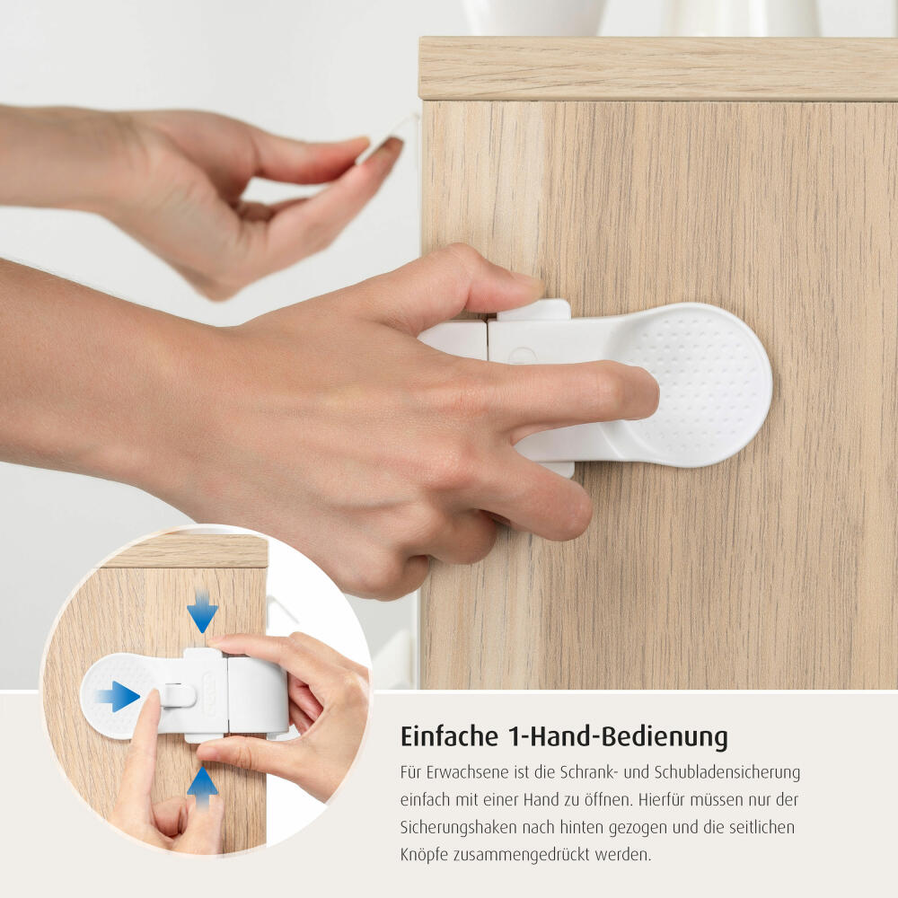 reer Cabinet and drawer lock External, Cabinet lock, Drawer, Lock, Child safety lock, For gluing, 71050