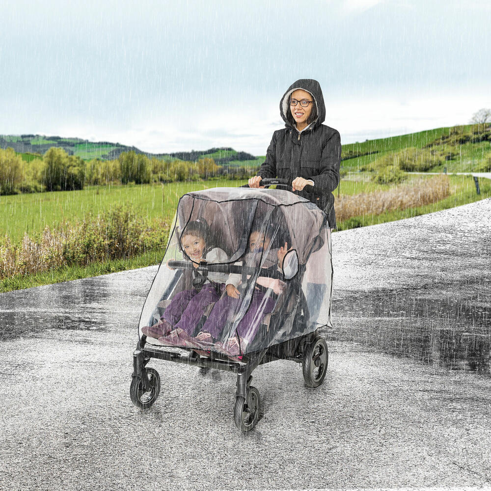 reer RainCover Twin Regenschutz für Zwillingswagen, Regenverdeck, Regenhaube, Kinderwagen, 71584