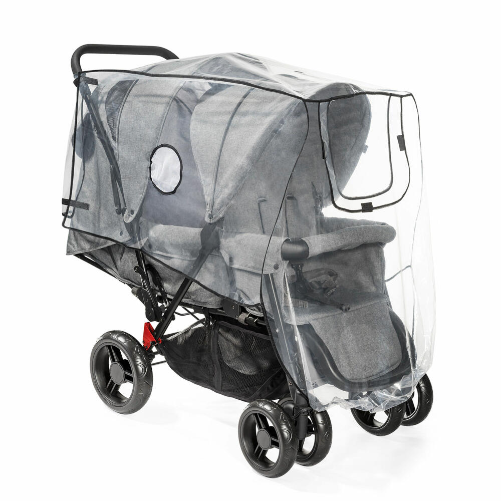 reer RainCover Duo Regenschutz für Geschwisterwagen, Regenverdeck, Regenhaube, Kinderwagen, 73887