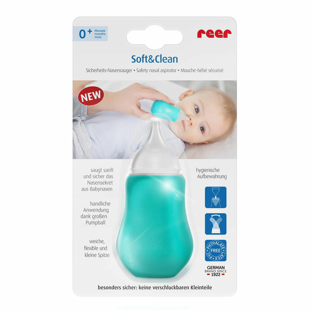 reer Safety Nasal Aspirator SoftundClean, Nasal Aspirator, Nasal Cleaner, Baby, 79112