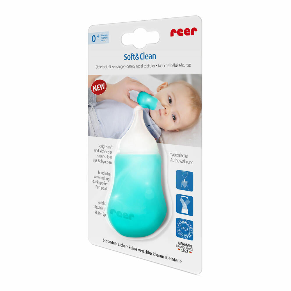 reer Safety Nasal Aspirator SoftundClean, Nasal Aspirator, Nasal Cleaner, Baby, 79112