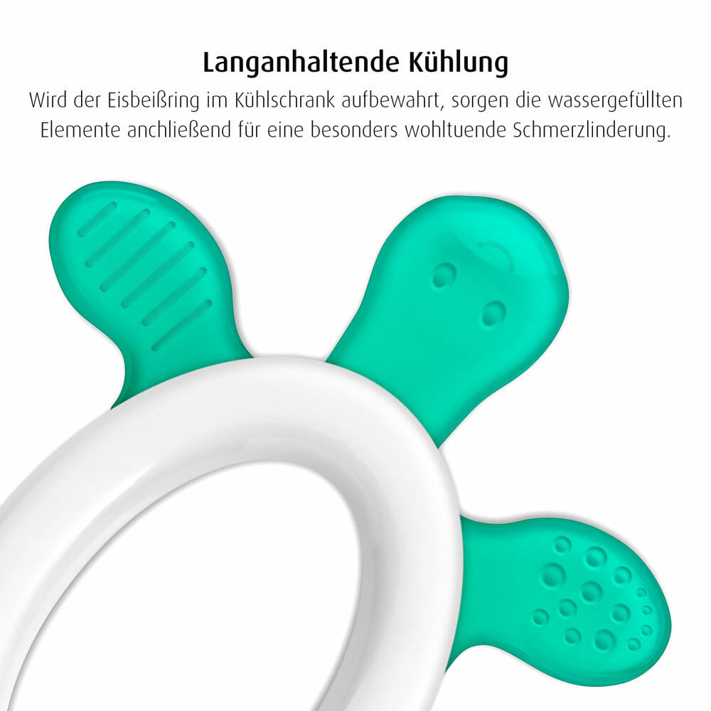 Reer Kühlbeißring Cool & Play mit Rassel, Schildkröte Beißring, Zahnhilfe, Beißhilfe, 79203