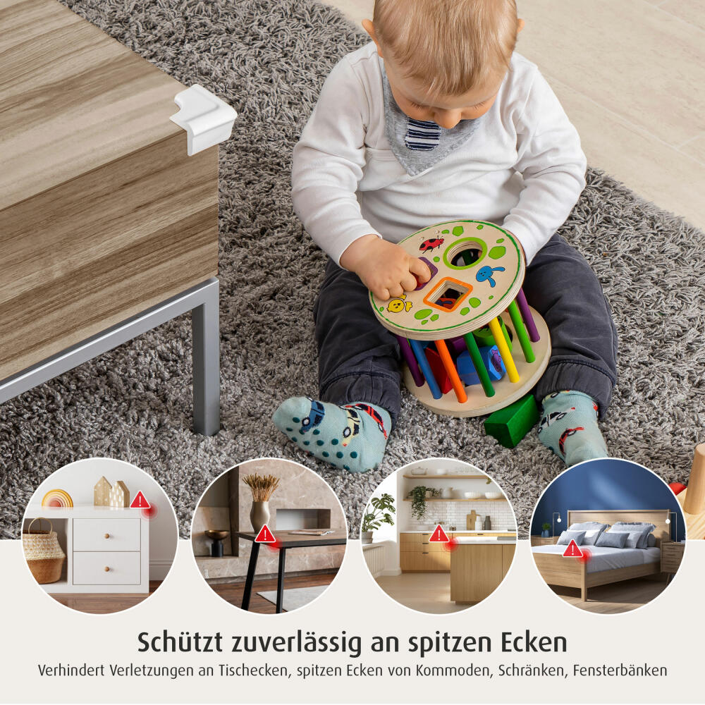 reer Eckenschutz Soft, 4er Set, Ecken Schutz, Kantenschutz, Stoßschutz, Kinder Sicherung, Weiß, 82030