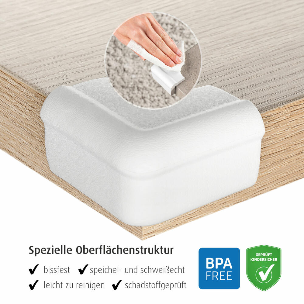 reer Eckenschutz Soft, 4er Set, Ecken Schutz, Kantenschutz, Stoßschutz, Kinder Sicherung, Weiß, 82030