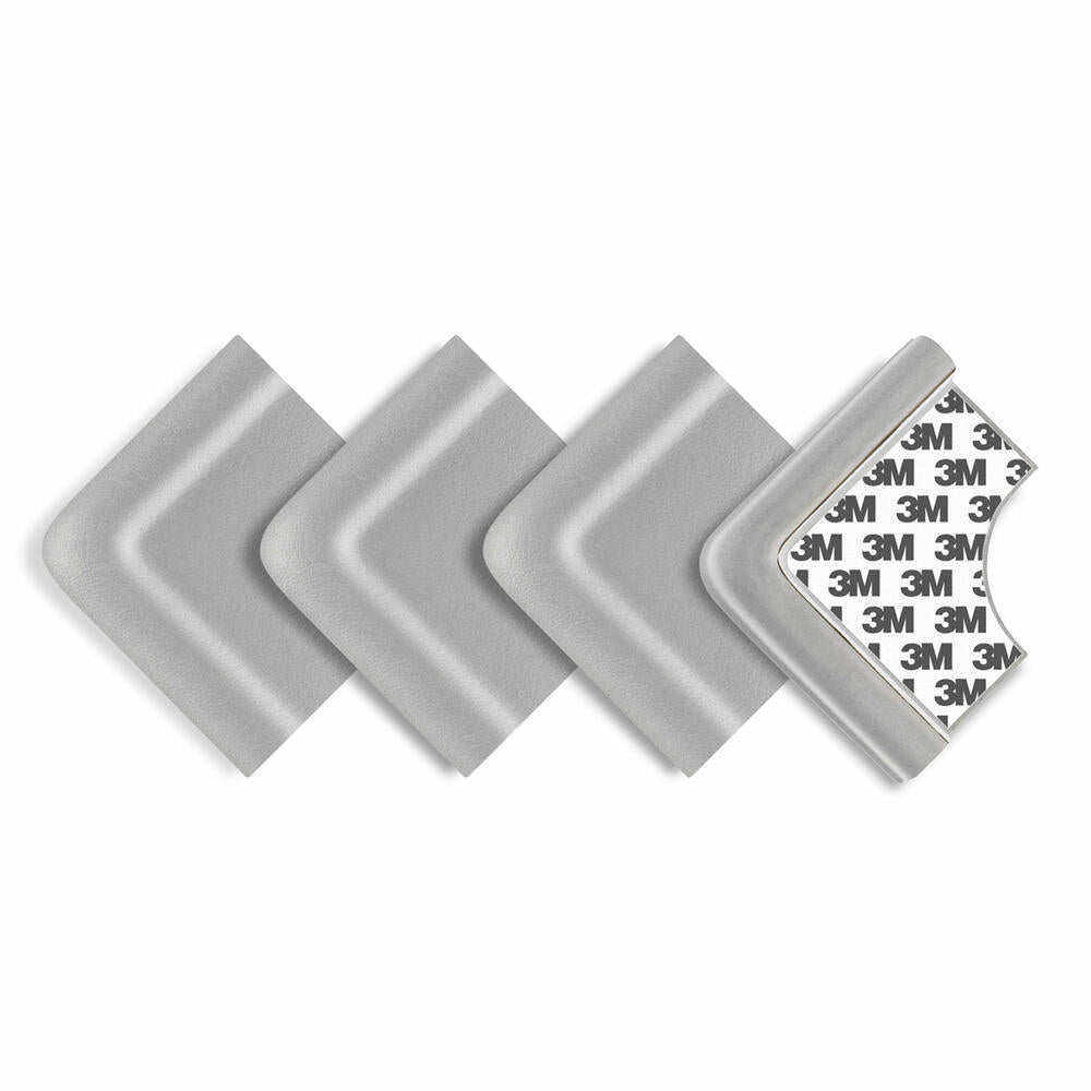 reer Eckenschutz Soft, 4er Set, Ecken Schutz, Kantenschutz, Stoßschutz, Kinder Sicherung, Grau, 82031