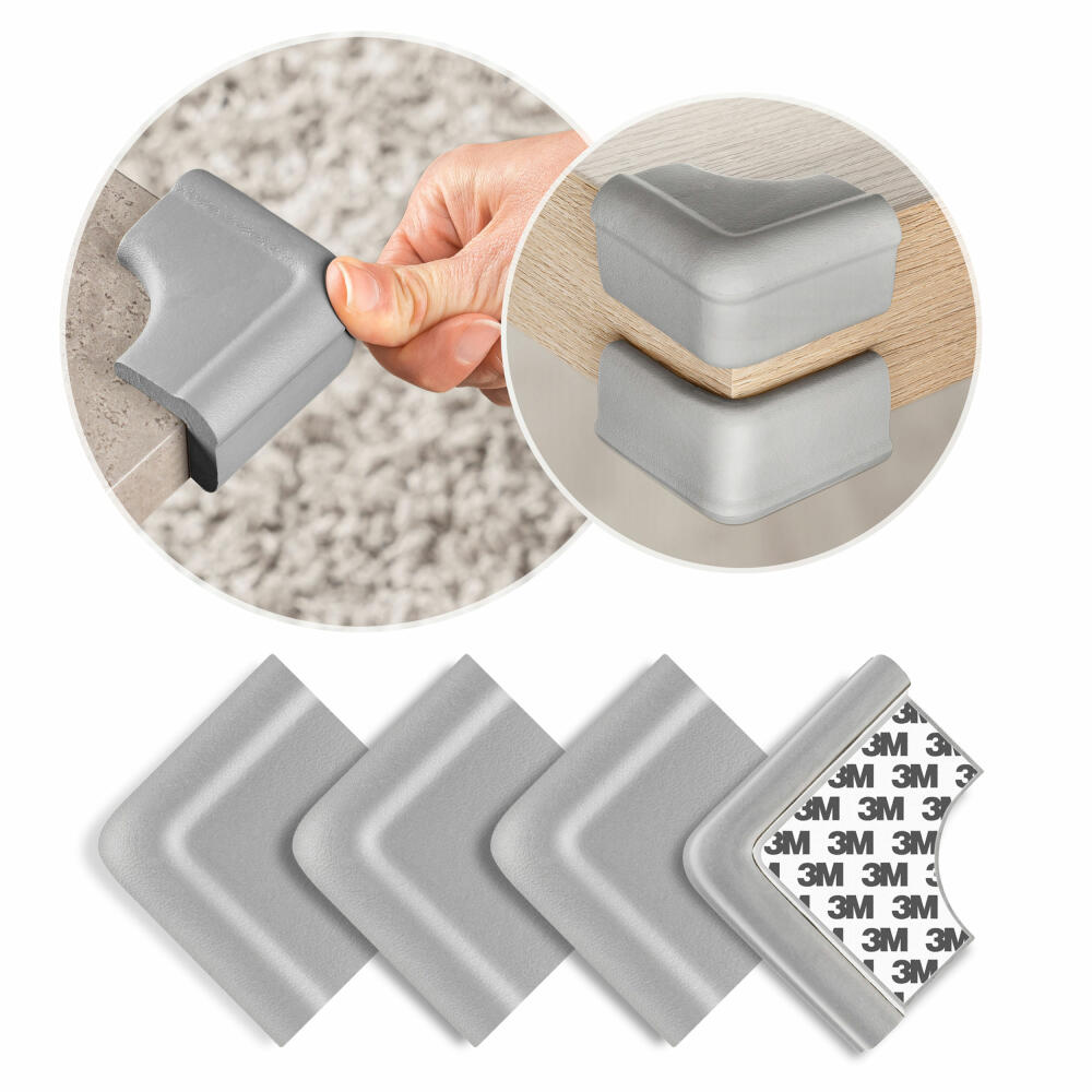 reer Eckenschutz Soft, 4er Set, Ecken Schutz, Kantenschutz, Stoßschutz, Kinder Sicherung, Grau, 82031