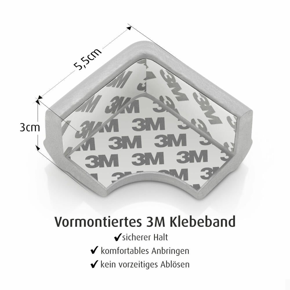 reer Eckenschutz Soft, 4er Set, Ecken Schutz, Kantenschutz, Stoßschutz, Kinder Sicherung, Grau, 82031