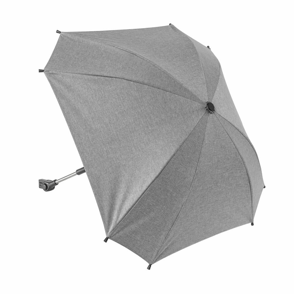 reer ShineSafe Kinderwagen-Sonnenschirm, Sonnen Schirm, Sonnenschutz, UV Schutz, Kinderwagen, Grau Melange, 84181
