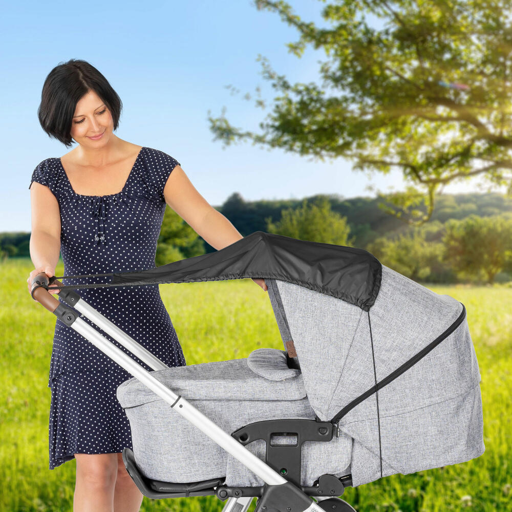 reer ShineSafe Sonnensegel, Sonnenschutz, UV Schutz, Kinderwagen, Schwarz, 84191