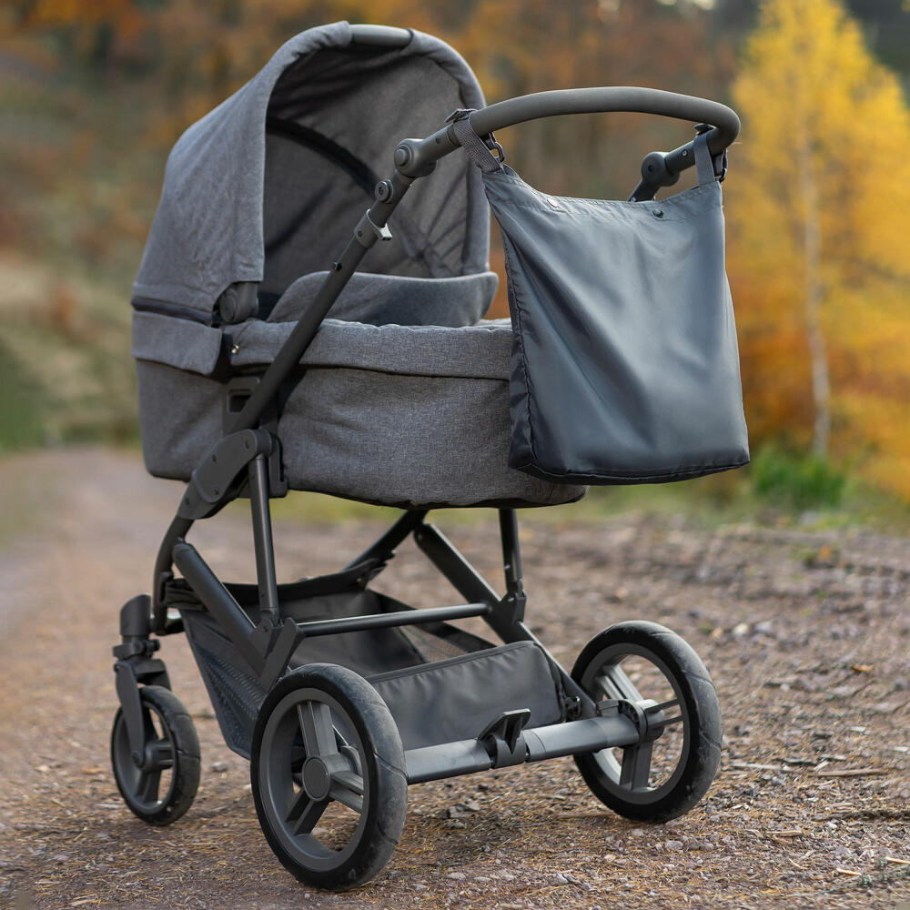 reer Growing Kinderwagen-Einkaufstasche, Einkaufstasche, Kinderwagen Tasche, Shopper, Klett, Polyester, Grau, 84211