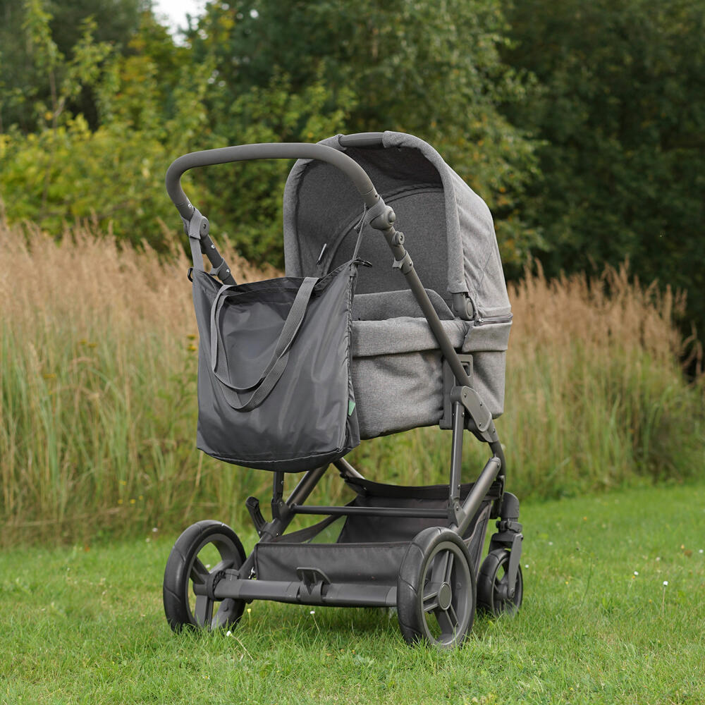 reer Growing Kinderwagen-Einkaufstasche, Einkaufstasche, Kinderwagen Tasche, Shopper, Klett, Polyester, Grau, 84211